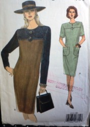 8713 SO EZ VOG TAPER SS-LS DRESS POCKETS OR NOT PATTERN 8-12